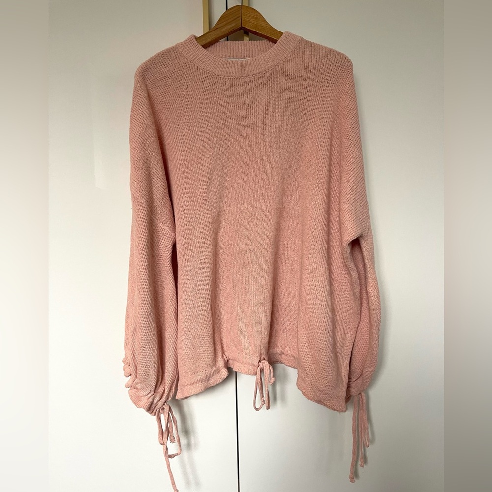 Paper heart pink Knit Sweater with drawstring size M/ L NWT